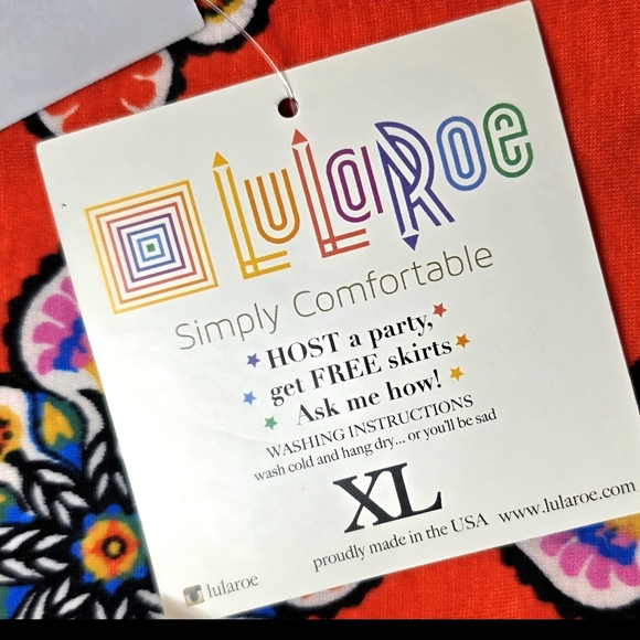 LuLaRoe Julia Dress XL Red Floral Geometric Bodycon Stretch NWT - Picture 3 of 10